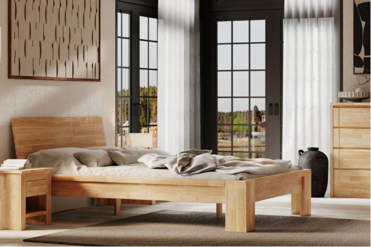 Letto in legno massello di rovere Montana con testiera Letto in legno massello di rovere Montana con testiera