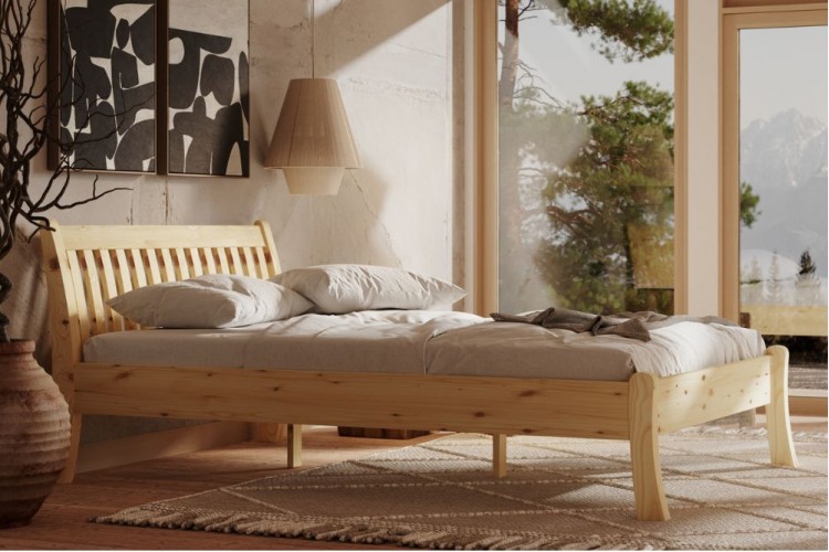 Letto in legno massello di pino Tonja con testiera Letto in legno massello di pino Tonja con testiera