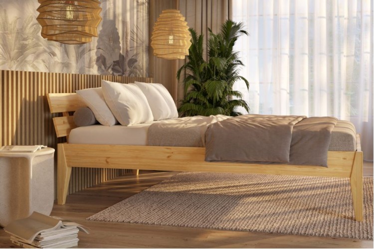 Letto in legno massello di pino Torino con testiera Letto in legno massello di pino Torino con testiera