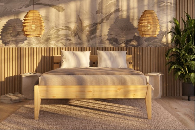 Letto in legno massello di pino Torino con testiera Letto in legno massello di pino Torino con testiera