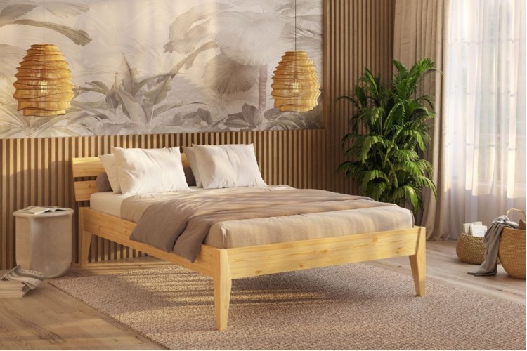 Letto in legno massello di pino Torino con testiera Letto in legno massello di pino Torino con testiera
