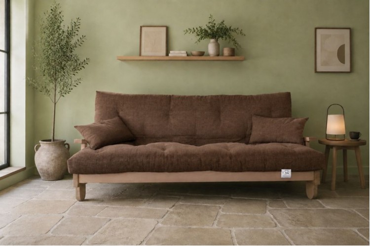 Divano letto in legno Facile Faggio con futon
