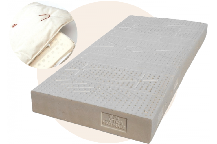 Materasso Morpheo Biolatex 21 cm lattice naturale con due futon in cotone e lana
