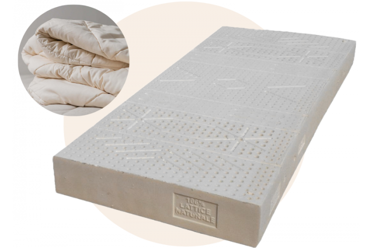 Materasso Biosolution 20 cm lattice naturale - sostenuto climatizzato cotone bio lana