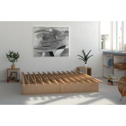 Letto in legno naturale Modulo-V alto 30 cm