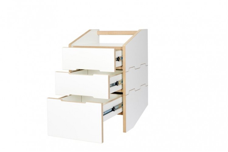 Comodino cassettiera Cargo a tre cassetti