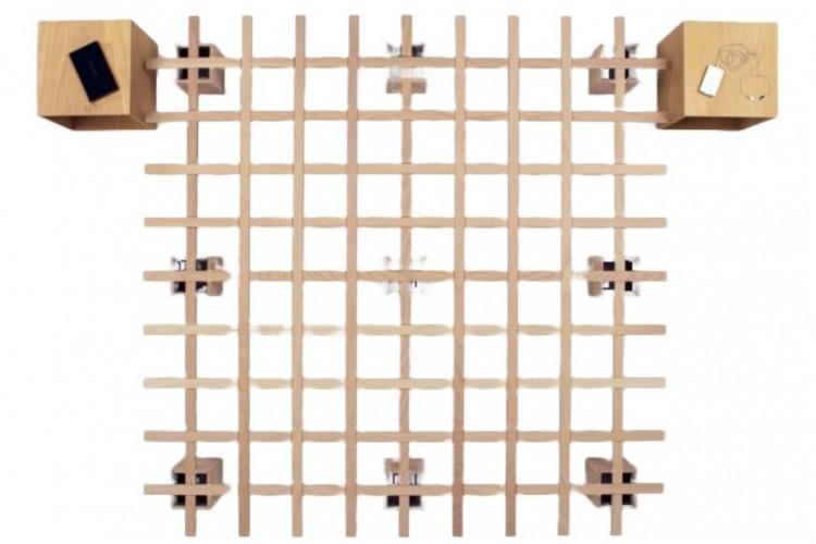  Letto con struttura in legno naturale Sistema